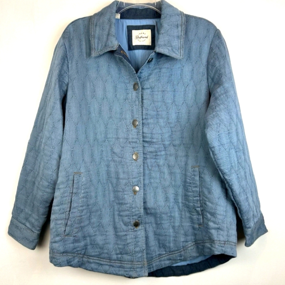 Jachs Girlfriend Ladies Quilted Shirt Jacket Women Size XL Blue